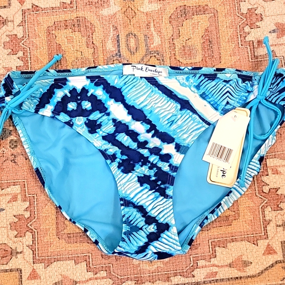 Pink Envelope Tie Dye Swim Bottoms Blue Teal NWT XL